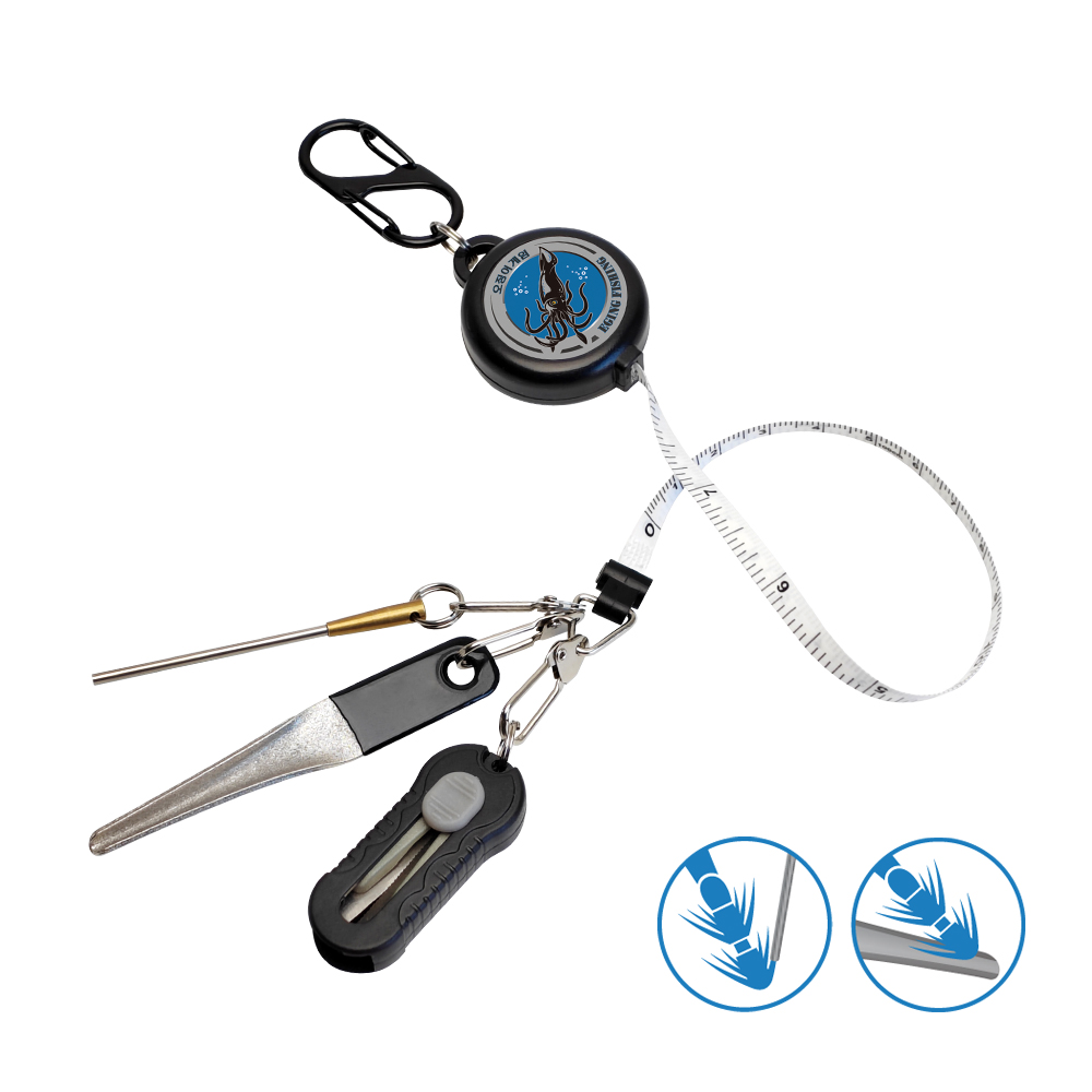 Fishing Hook Sharpener - ชุดอุปกรณ์ตกปลา 4in1 พร้อมที่เก็บสายเอ็น 100 ซม. สายวัดขนาดเล็ก