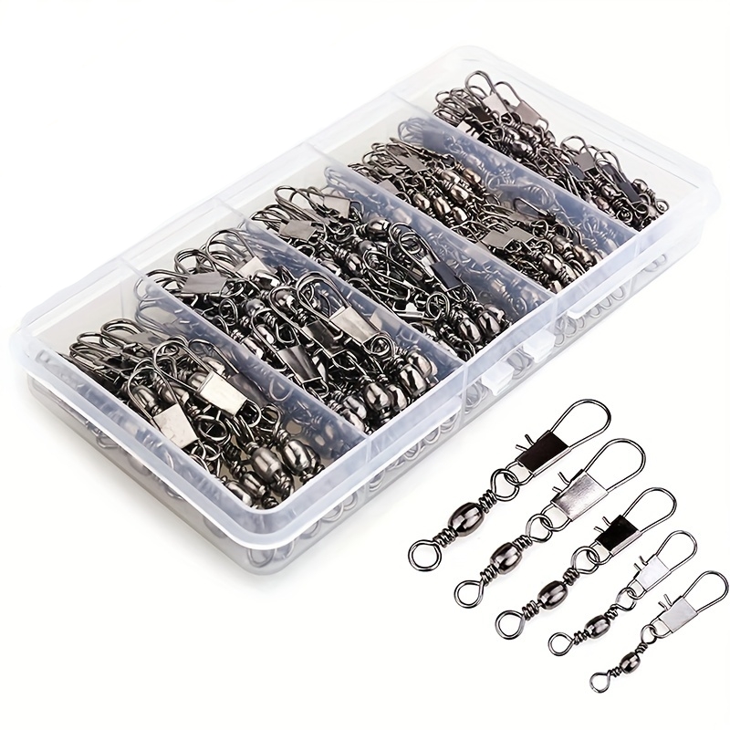 Fishing Hook Offset - อุปกรณ์ตกปลาแบบหมุนได้ 50/200 ชิ้น, ชุดอุปกรณ์พร้อมลูกปืนหมุนได้ ตัวเชื่อมต่อแบบสแนปสำหรับต่อเหยื่อตกปลาอย่างรวดเร็ว